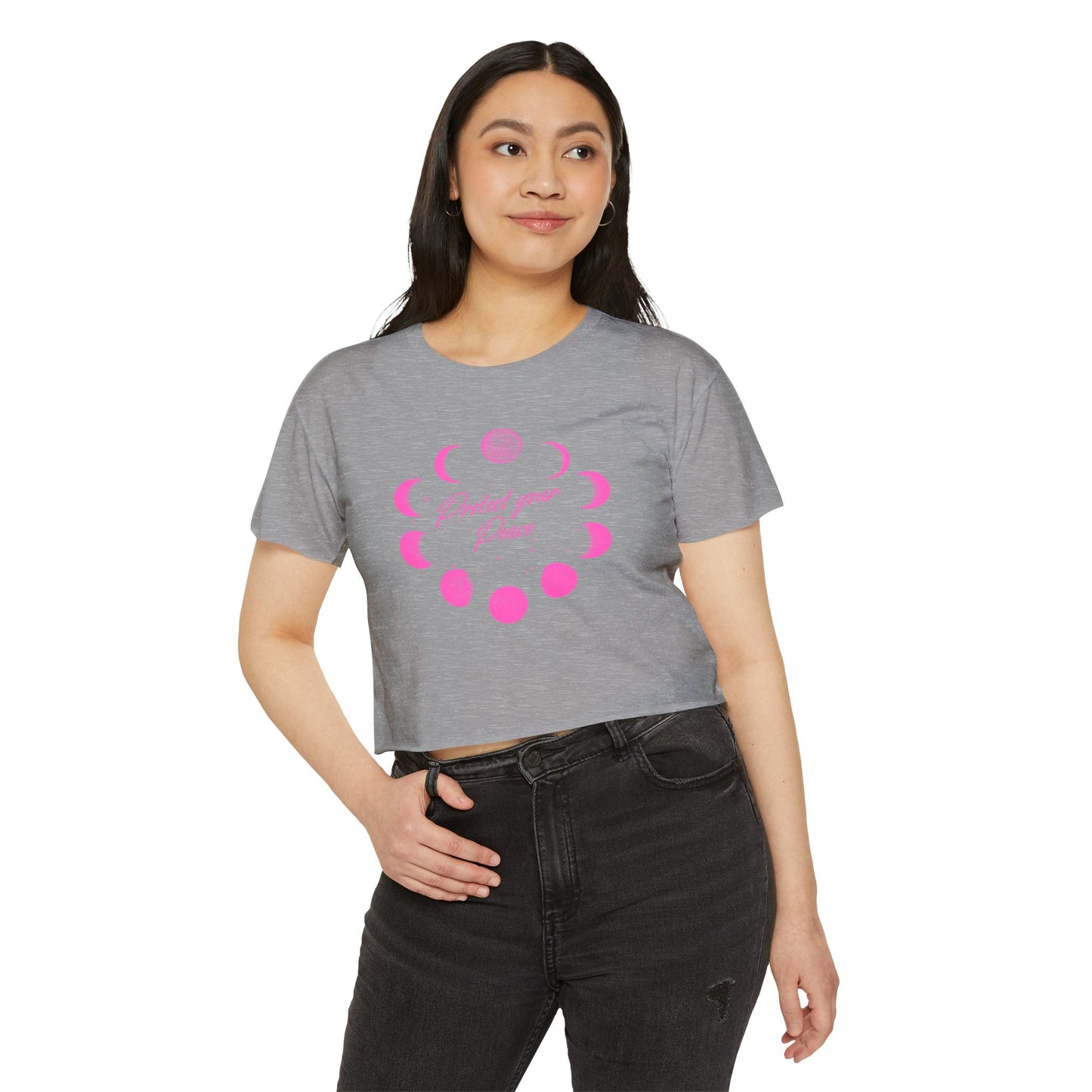 Comfy For Her - Boho Moon Phase Crop Top – Festival Shirt, Summer Vibes Tee, Astrology Gift for Her, Spiritual Yoga Tank
