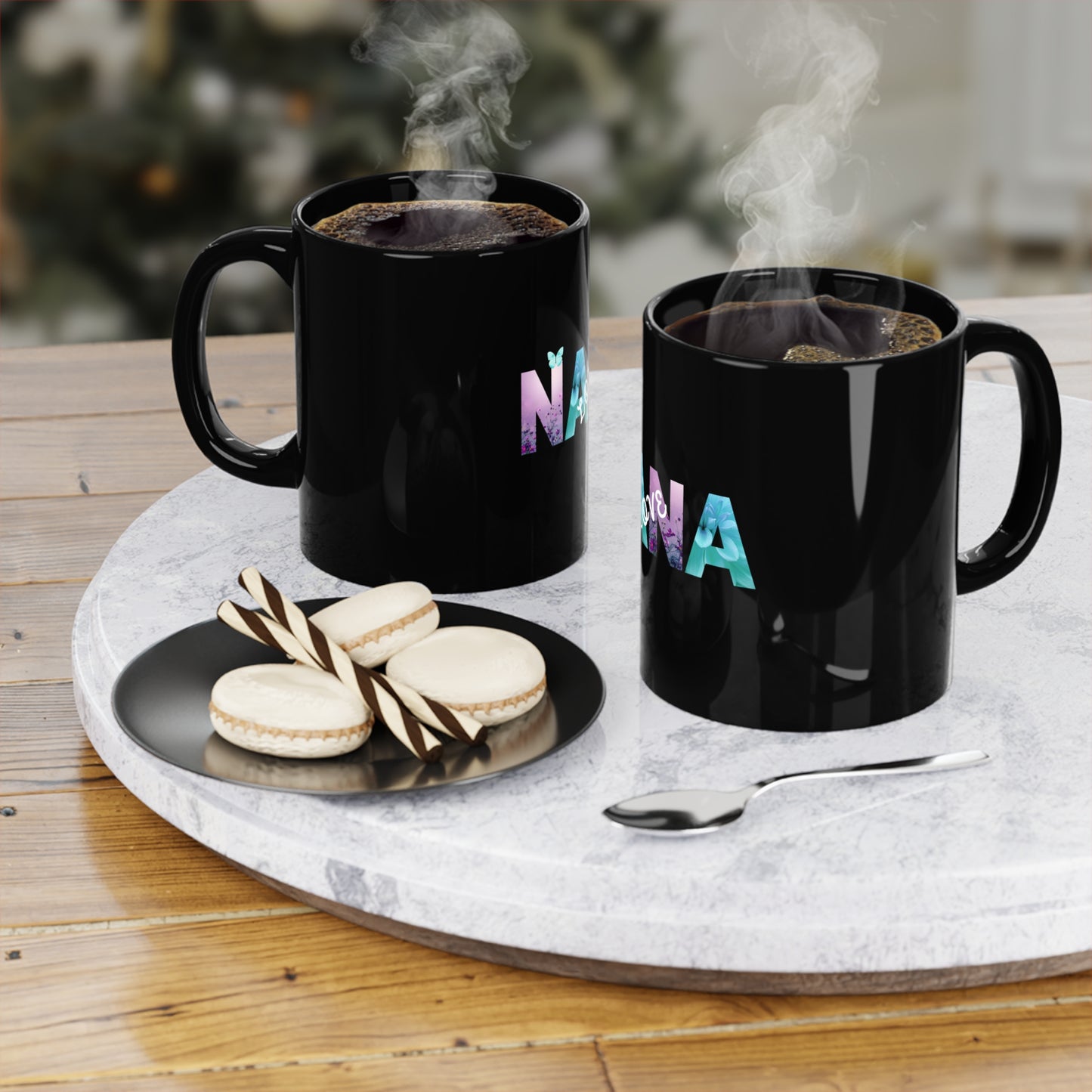 Personalized Nana Love Coffee Mug - 11oz Black Ceramic