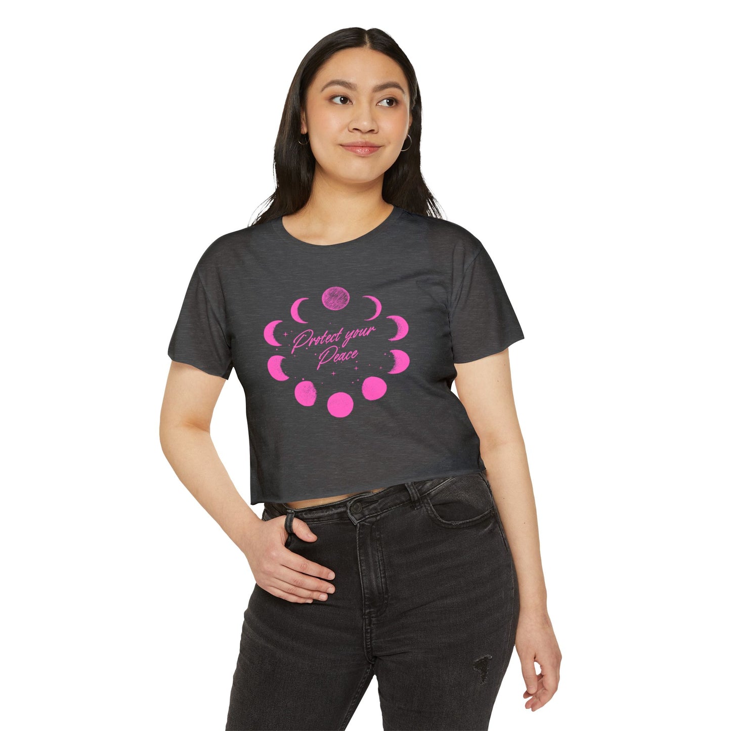 Comfy For Her - Boho Moon Phase Crop Top – Festival Shirt, Summer Vibes Tee, Astrology Gift for Her, Spiritual Yoga Tank