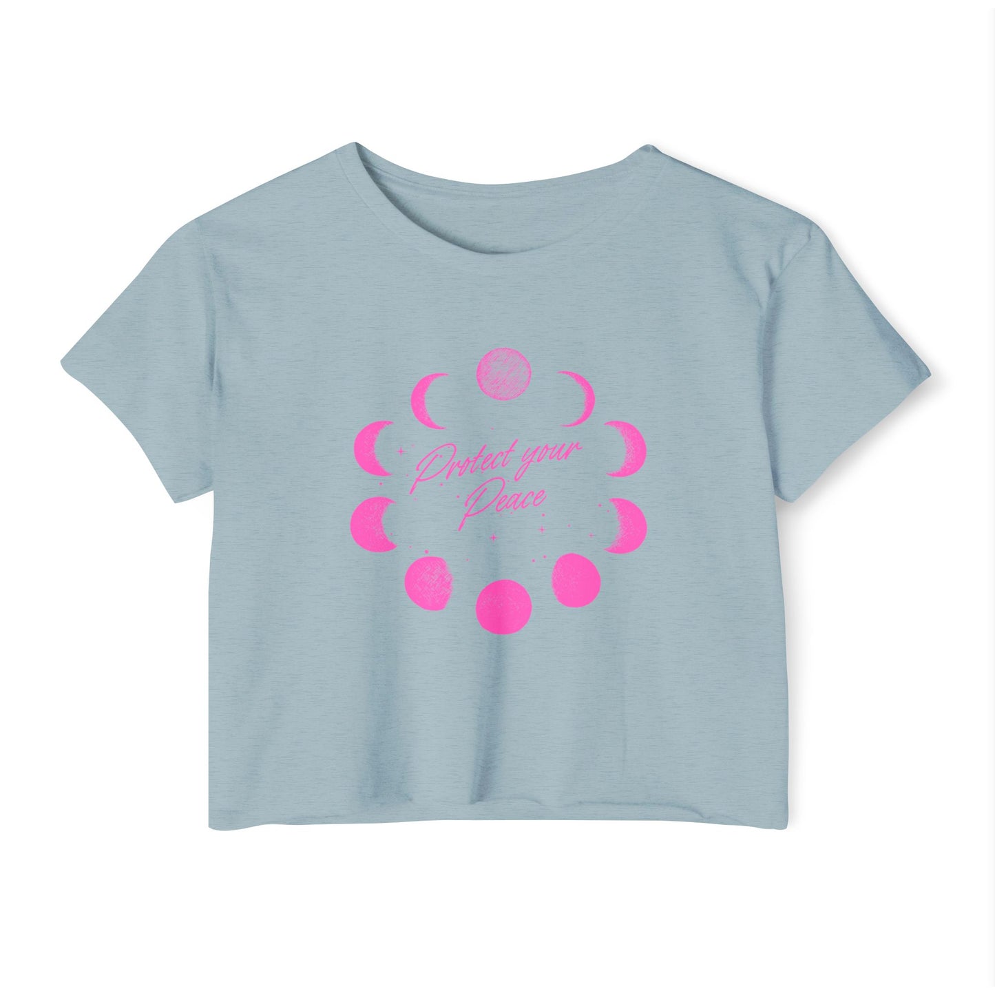 Comfy For Her - Boho Moon Phase Crop Top – Festival Shirt, Summer Vibes Tee, Astrology Gift for Her, Spiritual Yoga Tank
