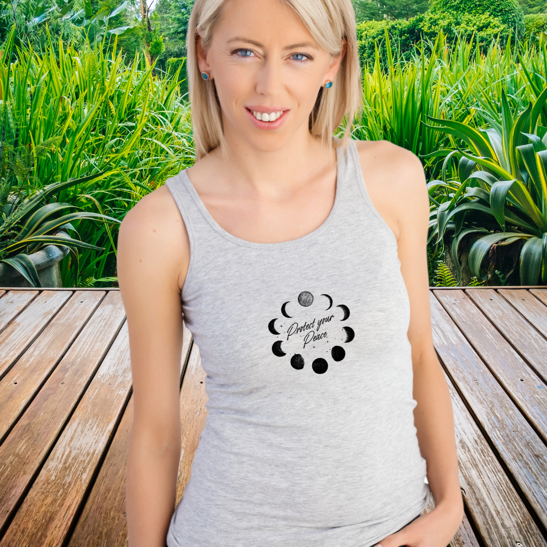 Moon Phases Women’s Tank – Spiritual Shirt, Celestial Gift, Astrology Racerback, Yoga or Summer Top